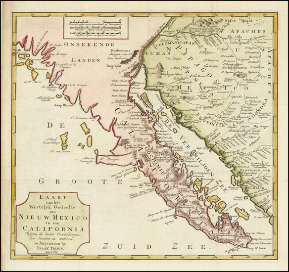 20-Arizona, Mexico, Baja California and California Map By Isaak Tirion