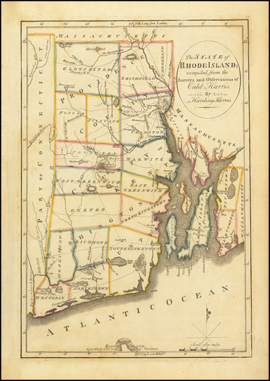 3-Rhode Island Map By Mathew Carey