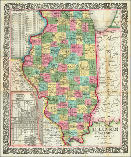 82-Illinois Map By Horace Thayer & Co.