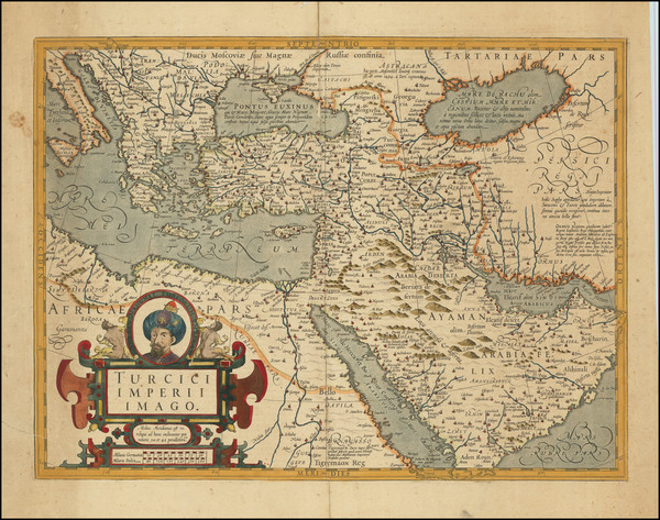 64-Turkey, Central Asia & Caucasus, Middle East and Turkey & Asia Minor Map By Jodocus Hon