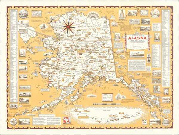 87-Alaska and Pictorial Maps Map By Ernest Dudley Chase