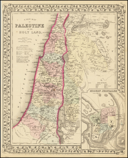 77-Holy Land Map By Samuel Augustus Mitchell Jr.