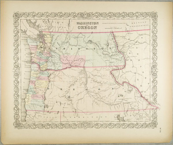 96-Idaho, Oregon and Washington Map By Joseph Hutchins Colton