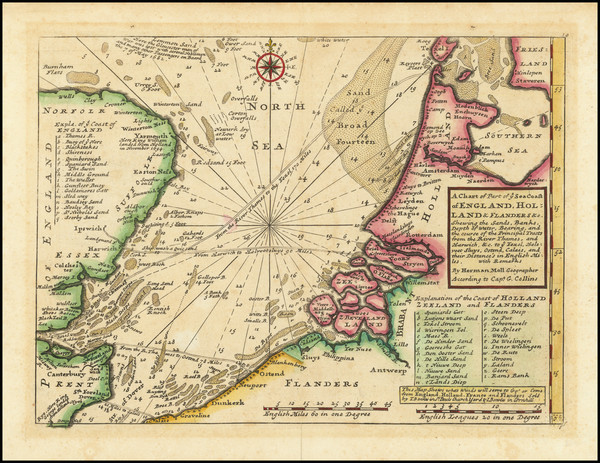 27-England, Netherlands and Belgium Map By Herman Moll