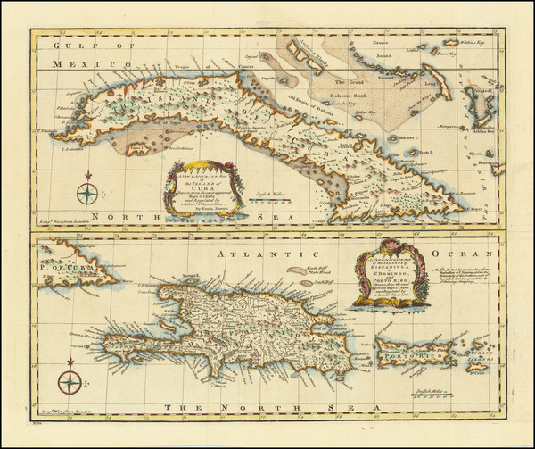 97-Cuba, Hispaniola and Puerto Rico Map By Emanuel Bowen