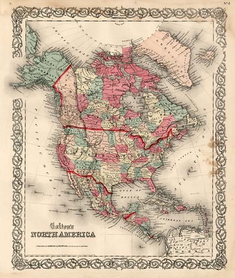 7-North America Map By Joseph Hutchins Colton