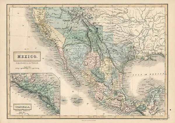 89-Texas, Southwest, Mexico and California Map By Adam & Charles Black