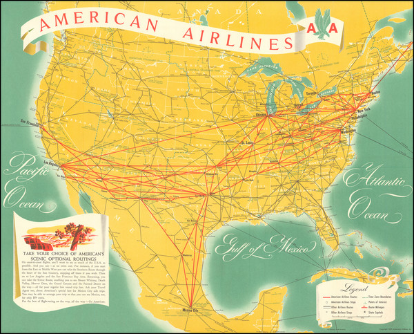 96-United States and Pictorial Maps Map By American Airlines
