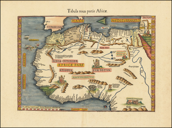 NORTH AFRICA by C. Ptolemeus - L. Fries  Sanderus Antique Maps - Antique  Map Webshop