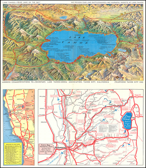 83-Nevada, Pictorial Maps, California and Other California Cities Map By Gerald  Allen Eddy