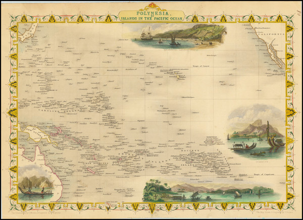 68-Australia & Oceania, Pacific, Oceania, Hawaii and Other Pacific Islands Map By John Tallis