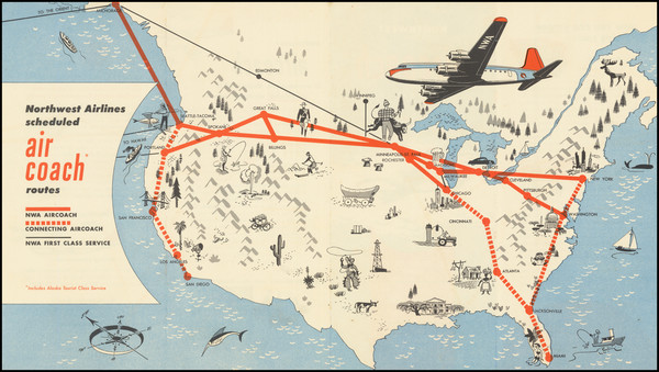 51-United States Map By Northwest Airlines