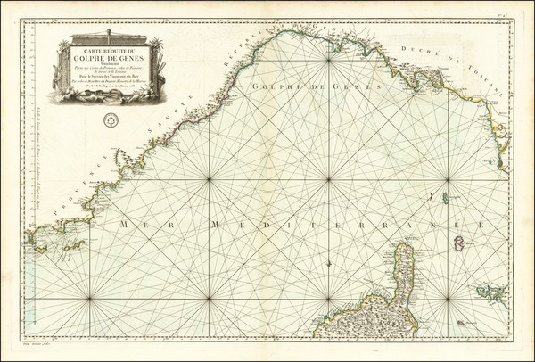 66-Northern Italy, Corsica and Sud et Alpes Française Map By Jacques Nicolas Bellin