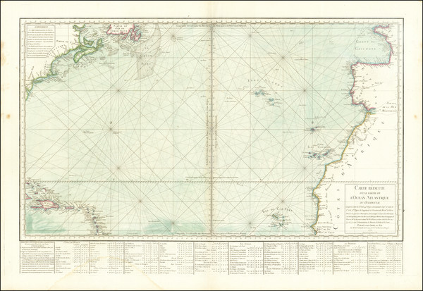 66-Atlantic Ocean Map By Jacques Nicolas Bellin