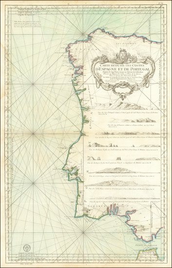 19-Spain and Portugal Map By Jacques Nicolas Bellin