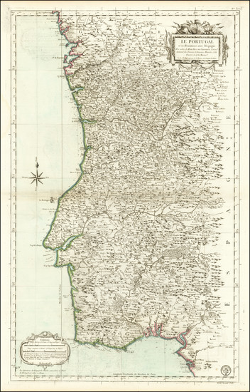 82-Portugal Map By Jacques Nicolas Bellin / Depot de la Marine