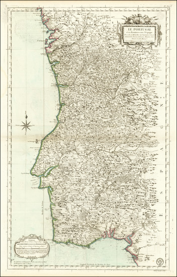 78-Portugal Map By Jacques Nicolas Bellin / Depot de la Marine