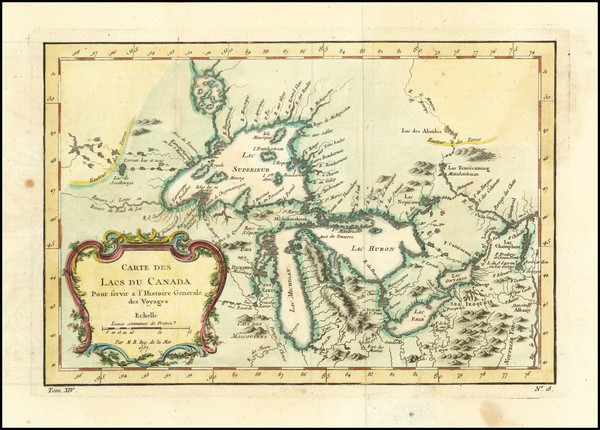 12-Midwest, Michigan, Wisconsin and Canada Map By Jacques Nicolas Bellin