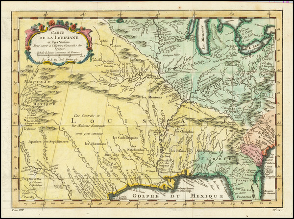 50-South, Southeast, Midwest and Southwest Map By Jacques Nicolas Bellin