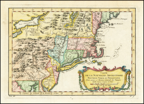 19-New England, Massachusetts, New York State, Mid-Atlantic and Pennsylvania Map By Jacques Nicola