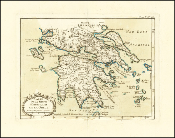 80-Greece Map By Jacques Nicolas Bellin