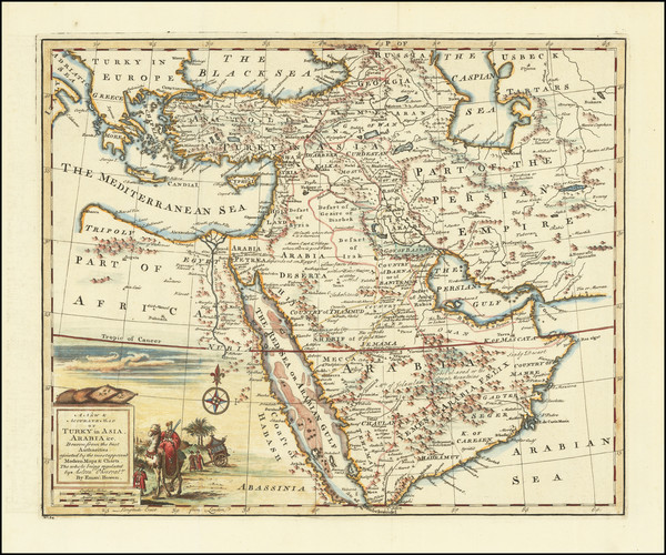 33-Middle East, Arabian Peninsula and Turkey & Asia Minor Map By Emanuel Bowen