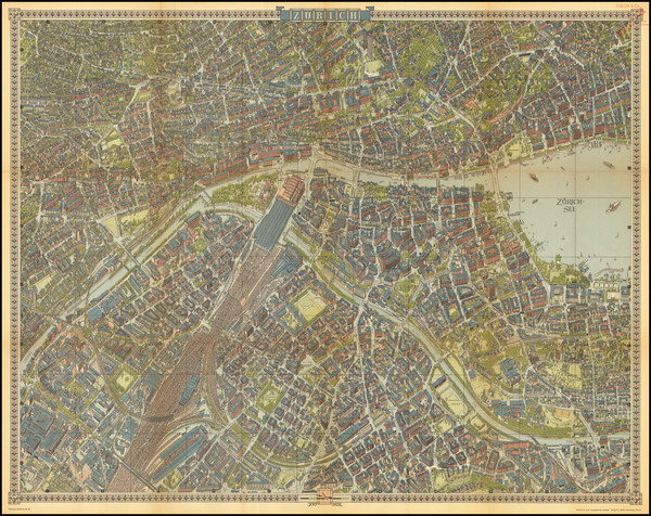 13-Switzerland Map By Hermann Bollmann / Orell Füssli