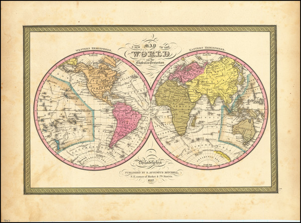 86-World Map By Samuel Augustus Mitchell