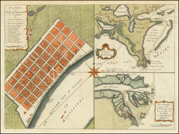 16-Louisiana and New Orleans Map By Isaak Tirion