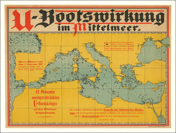 48-Mediterranean and World War I Map By Admiralstab der Marine (Germany)