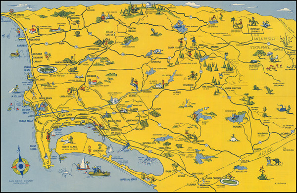 8-Pictorial Maps and San Diego Map By San Diego-California Club / M. de Treville