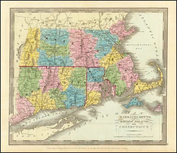 71-New England, Connecticut, Massachusetts and Rhode Island Map By David Hugh Burr