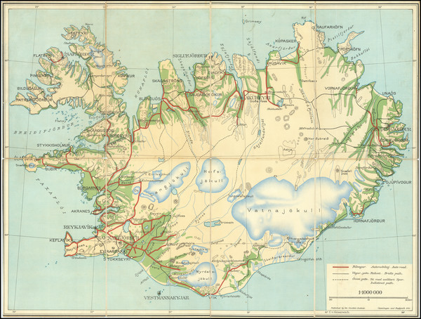 95-Iceland Map By Geodetic Institute