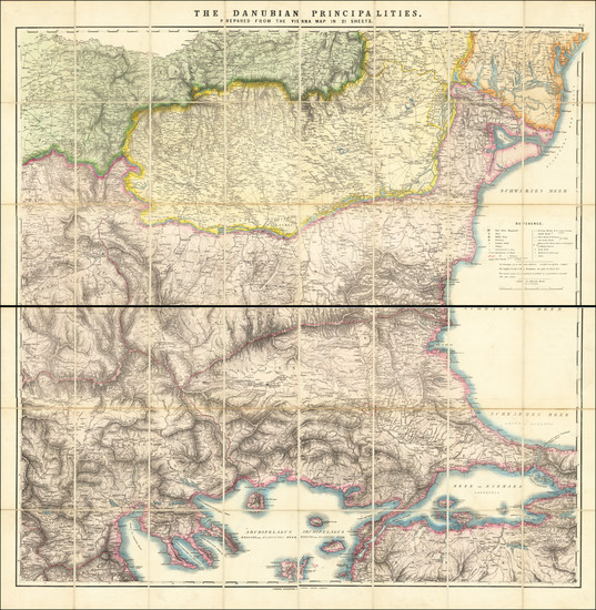 60-Romania, Serbia & Montenegro, Bulgaria, Turkey, Turkey & Asia Minor and Greece Map By E