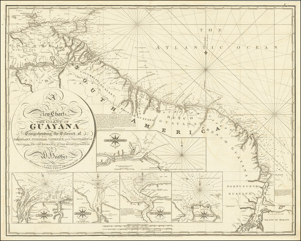 100-Guianas & Suriname Map By William Heather / J.W. Norie & Co.