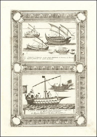 58-Curiosities and Naval & Marine Map By Vincenzo Maria Coronelli