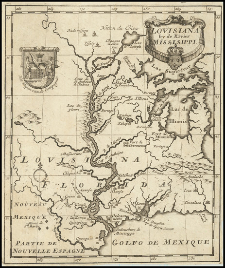 43-South, Louisiana, Texas, Midwest, Illinois and Michigan Map By John Law