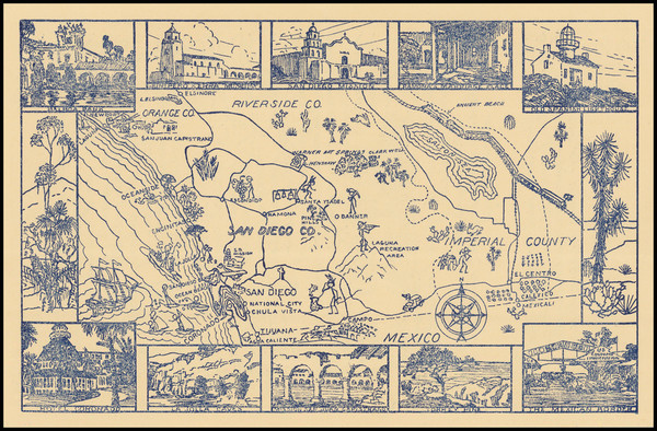 47-Pictorial Maps and San Diego Map By Handcraft Studios