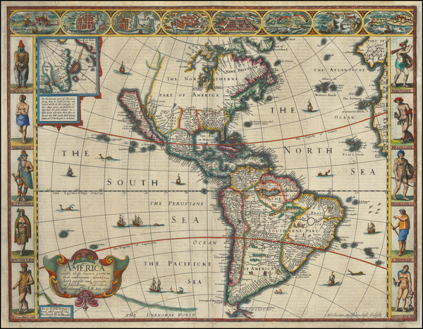 66-California as an Island and America Map By John Speed