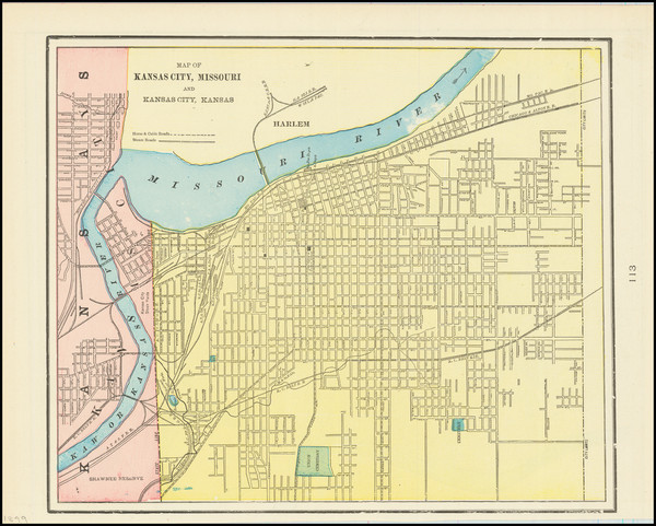 64-Kansas and Missouri Map By George F. Cram