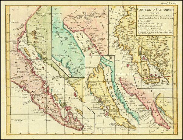 40-Baja California, California and California as an Island Map By Denis Diderot / Didier Robert de