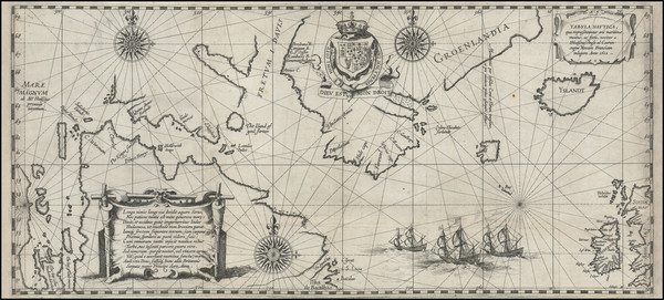 93-Polar Maps, Atlantic Ocean, Iceland and Eastern Canada Map By Hessel Gerritsz