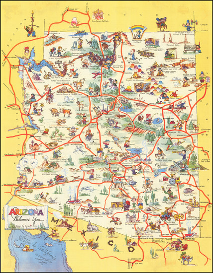 97-Arizona and Pictorial Maps Map By George  M. Avey