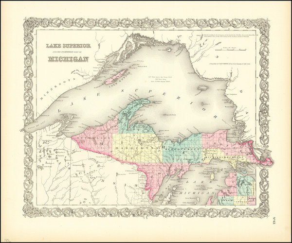 43-Michigan Map By Joseph Hutchins Colton