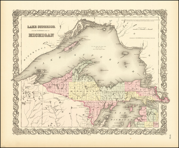 96-Michigan Map By Joseph Hutchins Colton