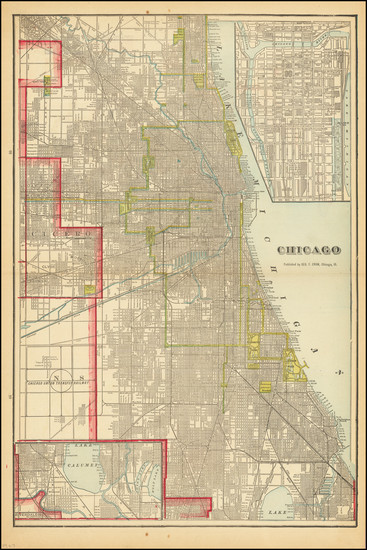 1-Chicago Map By George F. Cram