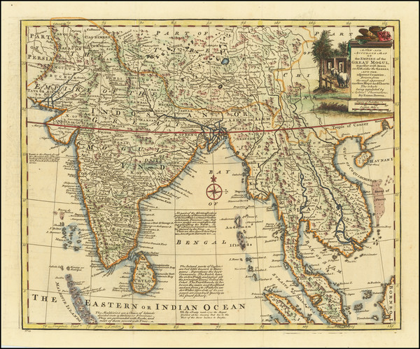 53-India, Malaysia and Thailand, Cambodia, Vietnam Map By Emanuel Bowen