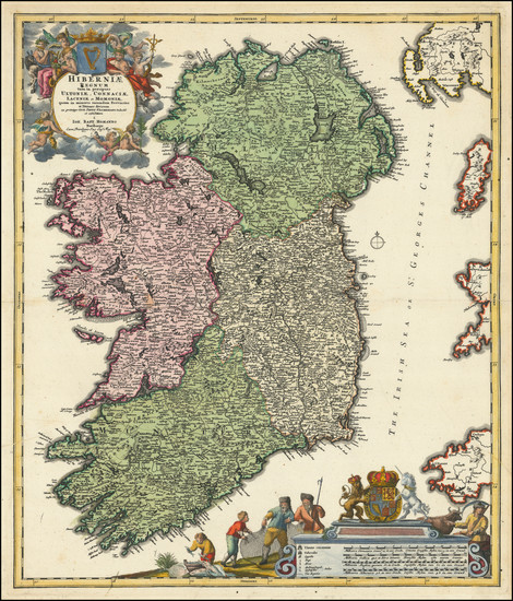 74-Ireland Map By Johann Baptist Homann