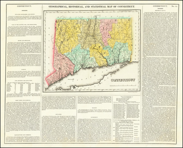 74-Connecticut Map By Henry Charles Carey  &  Isaac Lea