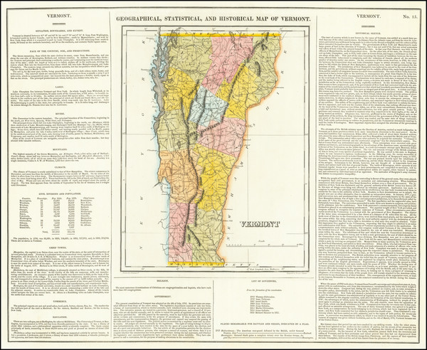 9-Vermont Map By Henry Charles Carey  &  Isaac Lea